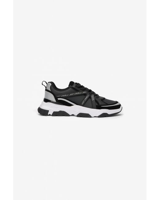 Roberto Cavalli Black Chunky Leather Sneakers for men