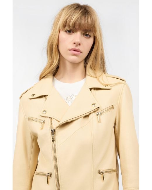 Roberto Cavalli Natural Jacket With Studded Logo