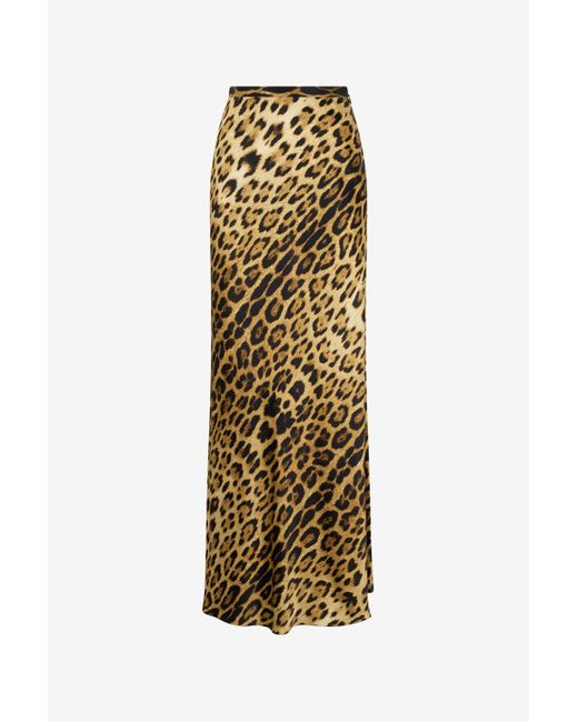Roberto Cavalli Metallic Silk Skirt With Jaguar Skin Print