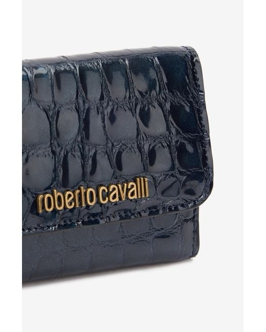 Roberto Cavalli Blue Cardholder With Crocodile Print