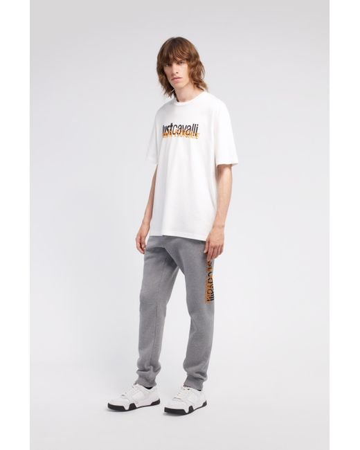 Roberto Cavalli Gray Just Cavalli Logo Joggers for men