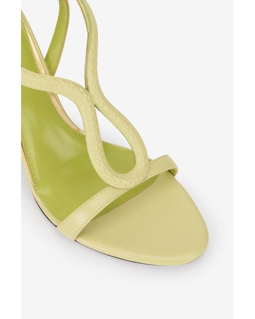 Roberto Cavalli Metallic Hellgrüne Ledersandalen