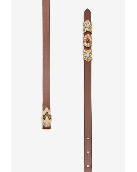 Roberto Cavalli Multicolor Belt With Snake Head And Crystals