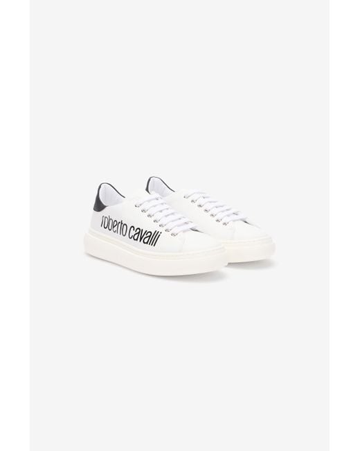 Roberto Cavalli Blue Sneaker With Logo Print