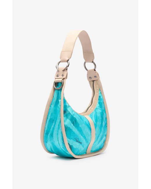 Roberto Cavalli Blue Small Bologna Bag With Print