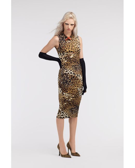Roberto Cavalli White Jaguar Skin Print Dress