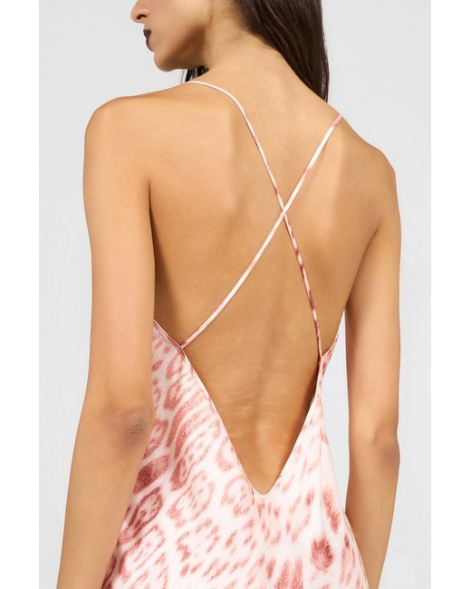 Roberto Cavalli Pink Jaguar Print Slip Dress