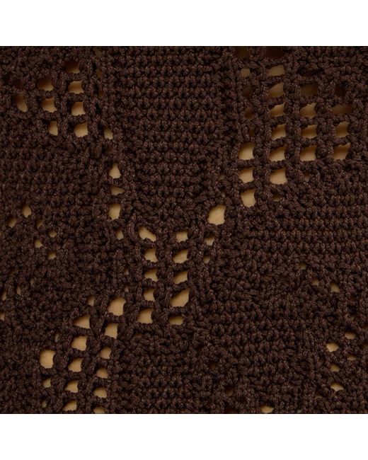 Roberto Cavalli Brown Crochet-Effect Top With Straps