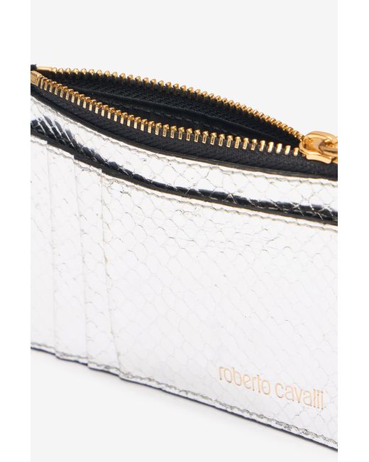 Roberto Cavalli Metallic Snake-Scale Card Holder
