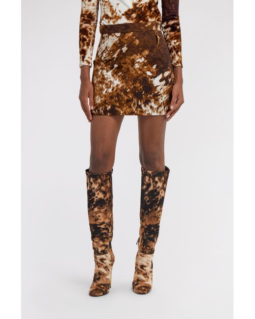 Roberto Cavalli Brown Appaloosa Print Mini Skirt