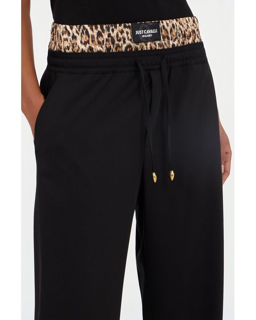 Roberto Cavalli Black Leopard Skin Waist Joggers