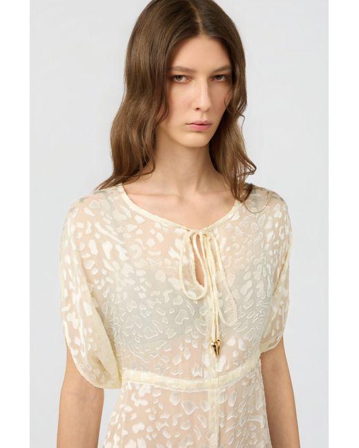Roberto Cavalli White Ivory Tone-On-Tone Leopard Print Kaftan