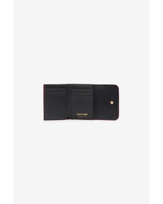 Roberto Cavalli Red Crocodile-Effect Square Card Holder