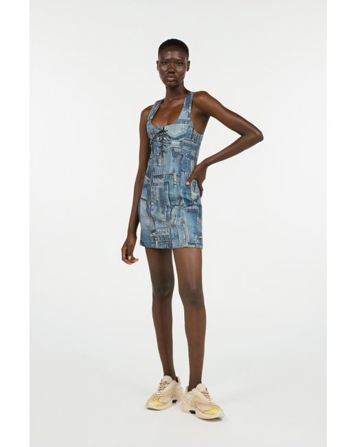 Robe Courte Collection Capsule Patchwork Roberto Cavalli en coloris Blue