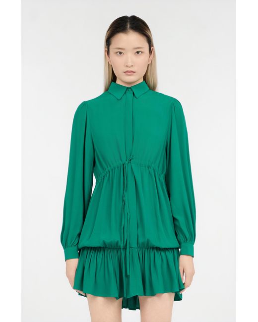 Roberto Cavalli Green Dress Mini With Drawstring Waist