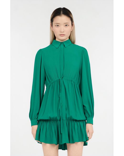 Roberto Cavalli Green Dress Mini With Drawstring Waist