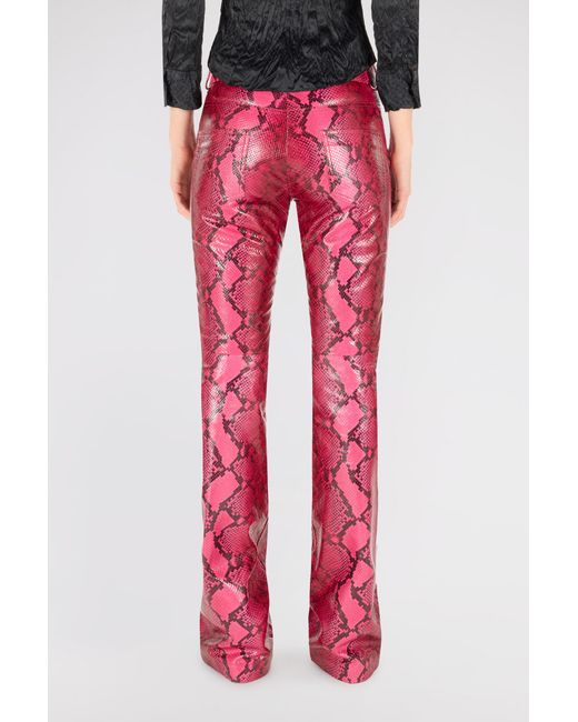 Roberto Cavalli Pink Shiny Python-Print Pants