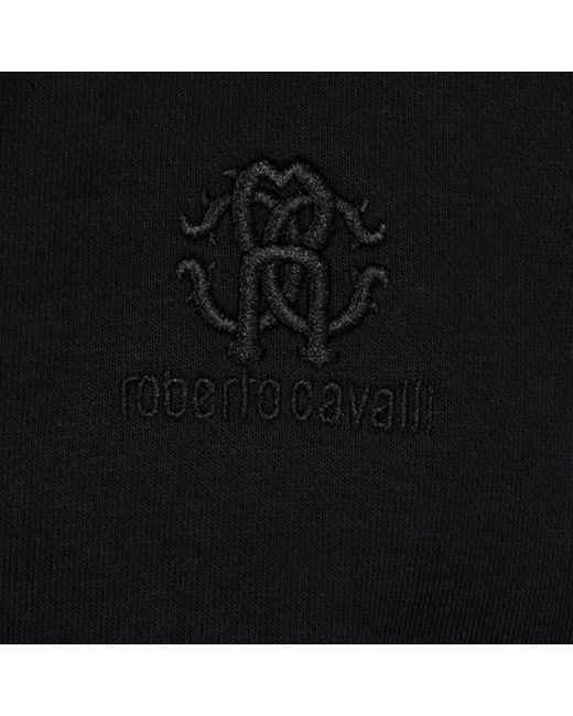 Felpa Nera Con Cappuccio E Zip di Roberto Cavalli in Black da Uomo