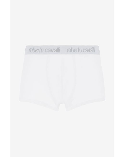 Roberto Cavalli White Logo Boxer Shorts for men