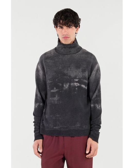 Roberto Cavalli Gray Turtle-Neck Wool Sweater for men