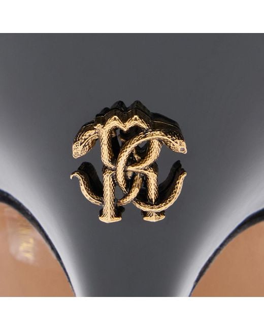 Roberto Cavalli Multicolor Patent Leather Sandal With Rc Monogram