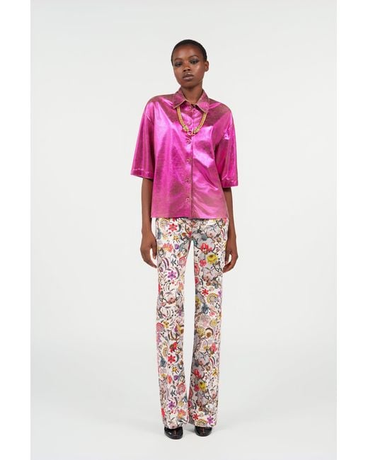 Roberto Cavalli Pink Shiny Lurex Shirt