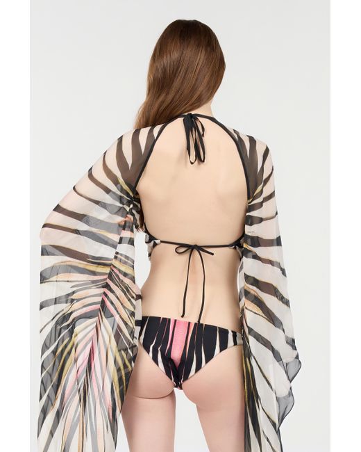 Roberto Cavalli White Trikini With Ray Of Print