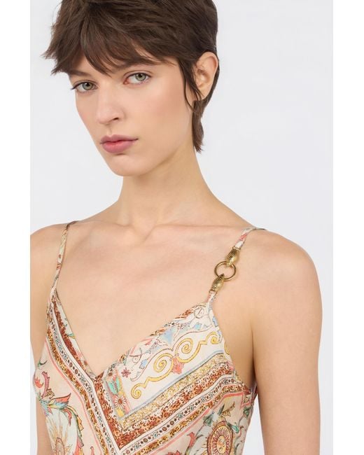 Roberto Cavalli White Persian Tarot Print Slip Dress