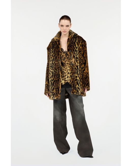 Roberto Cavalli Brown Leopard-Print Button Coat