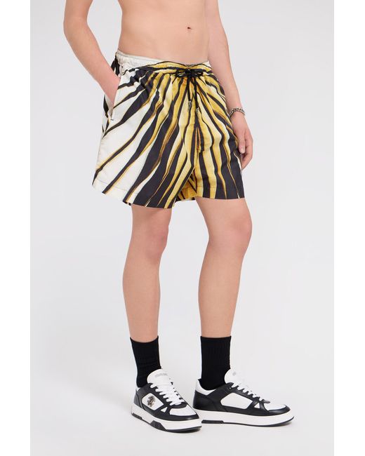 Roberto Cavalli White Ray Of Print Nylon Sea Shorts for men