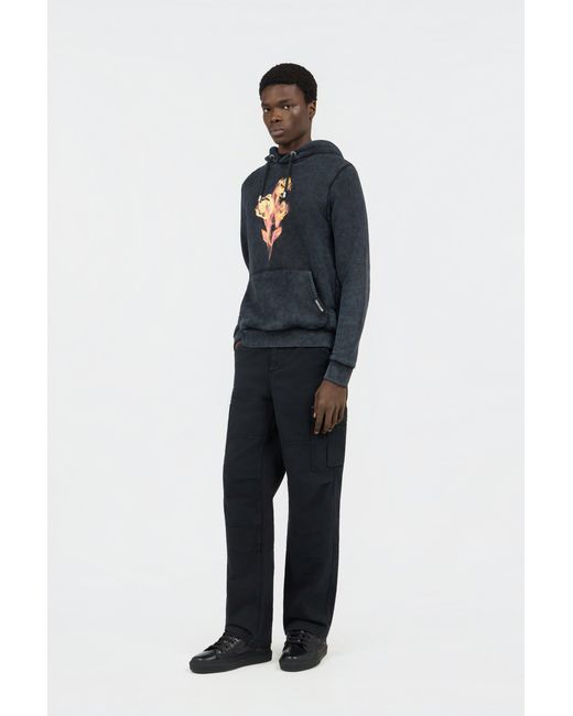 Roberto Cavalli Black Sweatshirt With Printed Roses for men