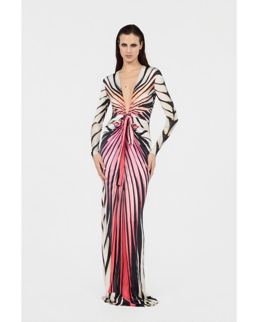 Roberto Cavalli White Ray Of Paradise Print Maxi Dress