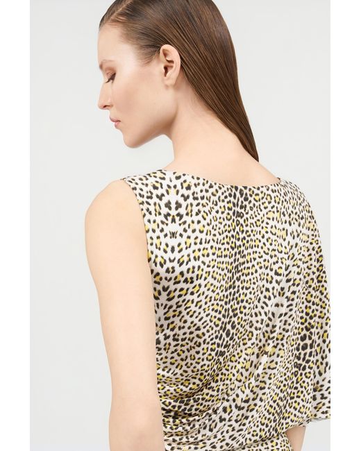 Roberto Cavalli Natural Asymmetric Dress With Pop Jaguar Print