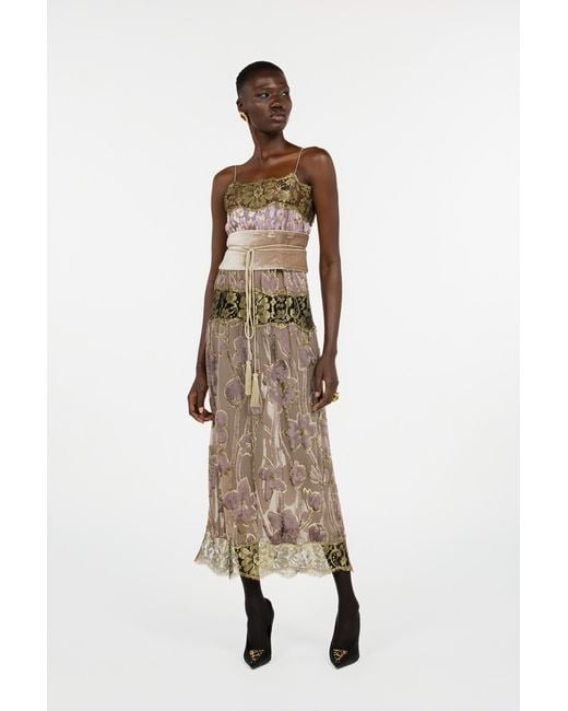 Roberto Cavalli White Nude And Lilac Dress With Floral Pattern