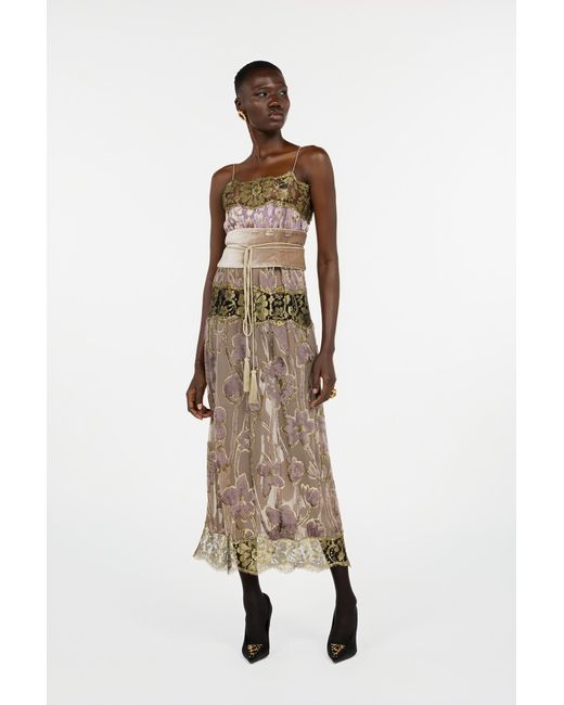 Roberto Cavalli White Nude And Lilac Dress With Floral Pattern