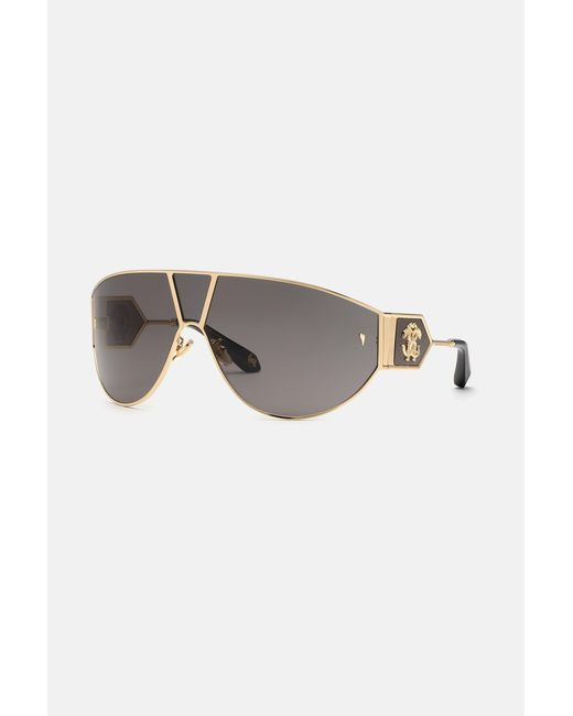 Roberto Cavalli Gray Wide Mask Embellsihed By Two Small Fangs