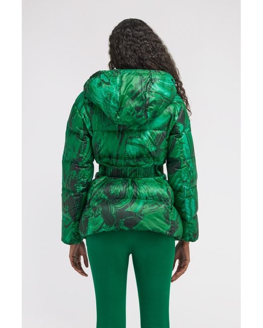Roberto Cavalli Green Malachite Printed Puffer Jacket