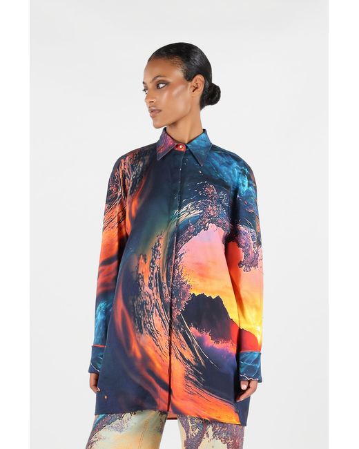 Roberto Cavalli Blue Itaca Print Dress