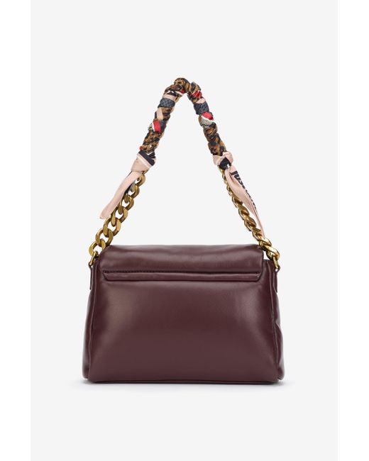 Roberto Cavalli Purple Just Cavalli Burgundy Shoulder Bag With Chain And Scarf