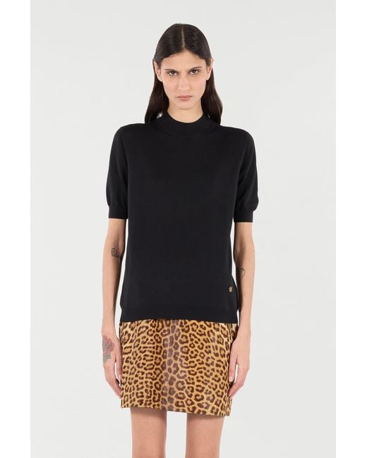 Suéter De Cuello Alto Con Monogram Rc Roberto Cavalli de color Black