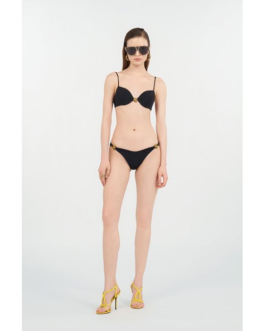 Roberto Cavalli Black Bikini Top With Logo Detail