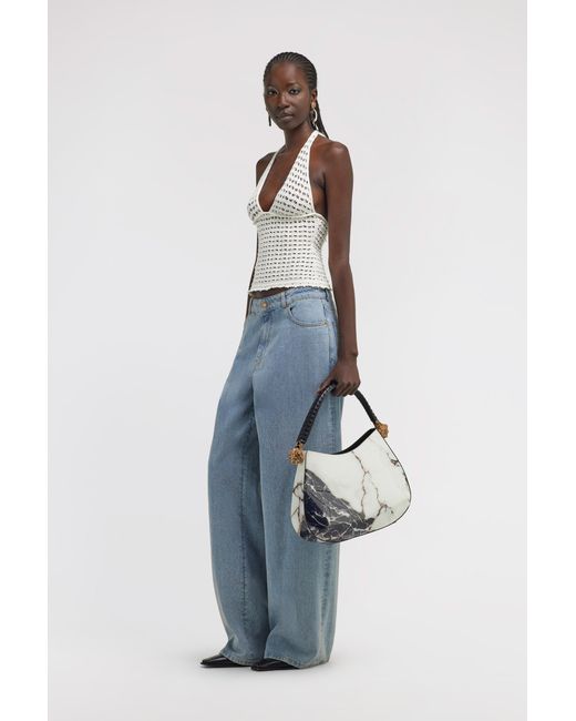 Roberto Cavalli White Crochet Halter Top