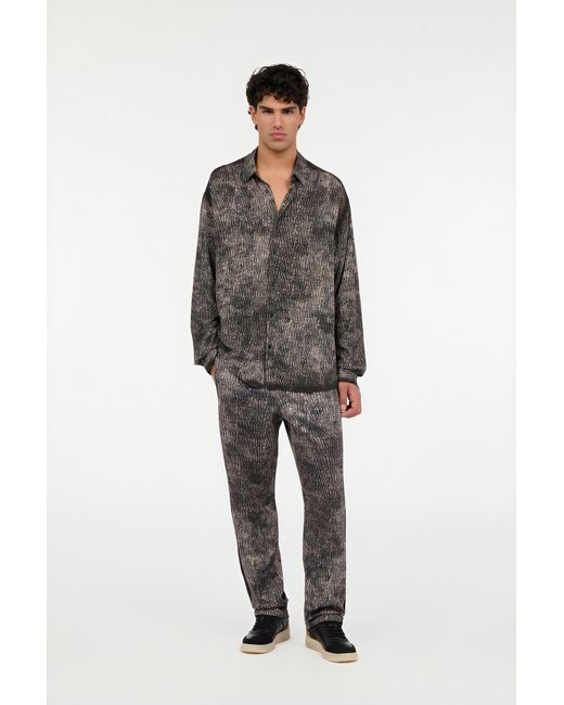 Roberto Cavalli Gray Faded Effect Shirt With All-Over Lettering for men