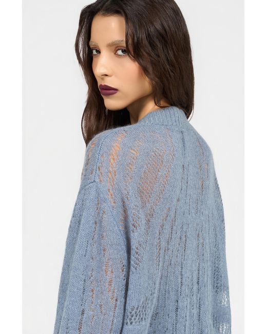 Roberto Cavalli Blue Knit Cardigan With Zebra Motif