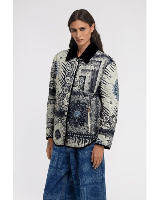 Roberto Cavalli Blue Bandana Printed Jacket