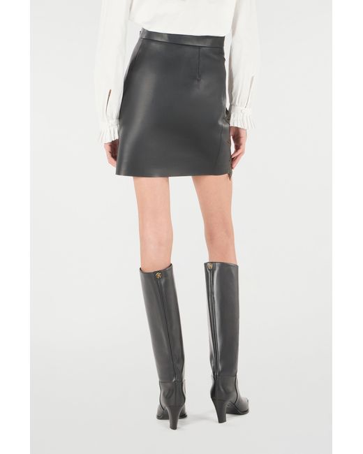 Roberto Cavalli Gray Perforated Rose Pattern Skirt
