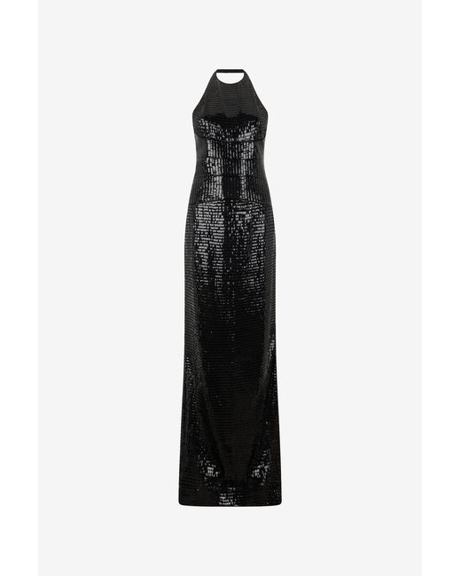 Roberto Cavalli Black Long Sequin Dress