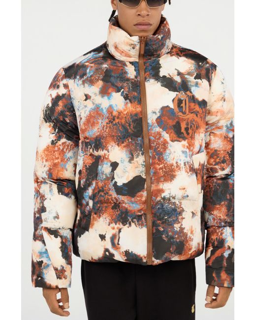 Roberto Cavalli Blue Reversible Tiger Camu Print Puffer Jacket for men