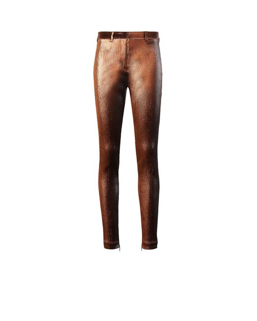 Roberto Cavalli Red Metallic Stretch Lurex Solid Trousers