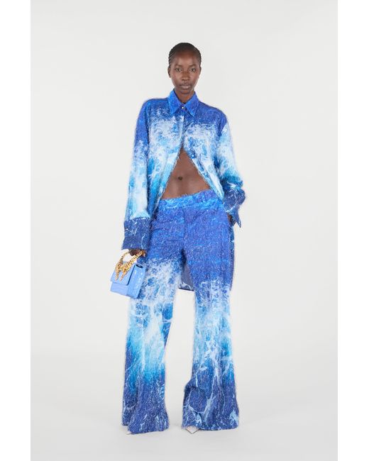 Roberto Cavalli Blue Stretto Di Messina Print Shirt